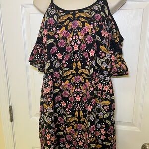 Xhilaration Black Dress with Floral Accents